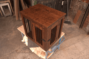 Dog Kennel in an aged Cherry & wrough iron style