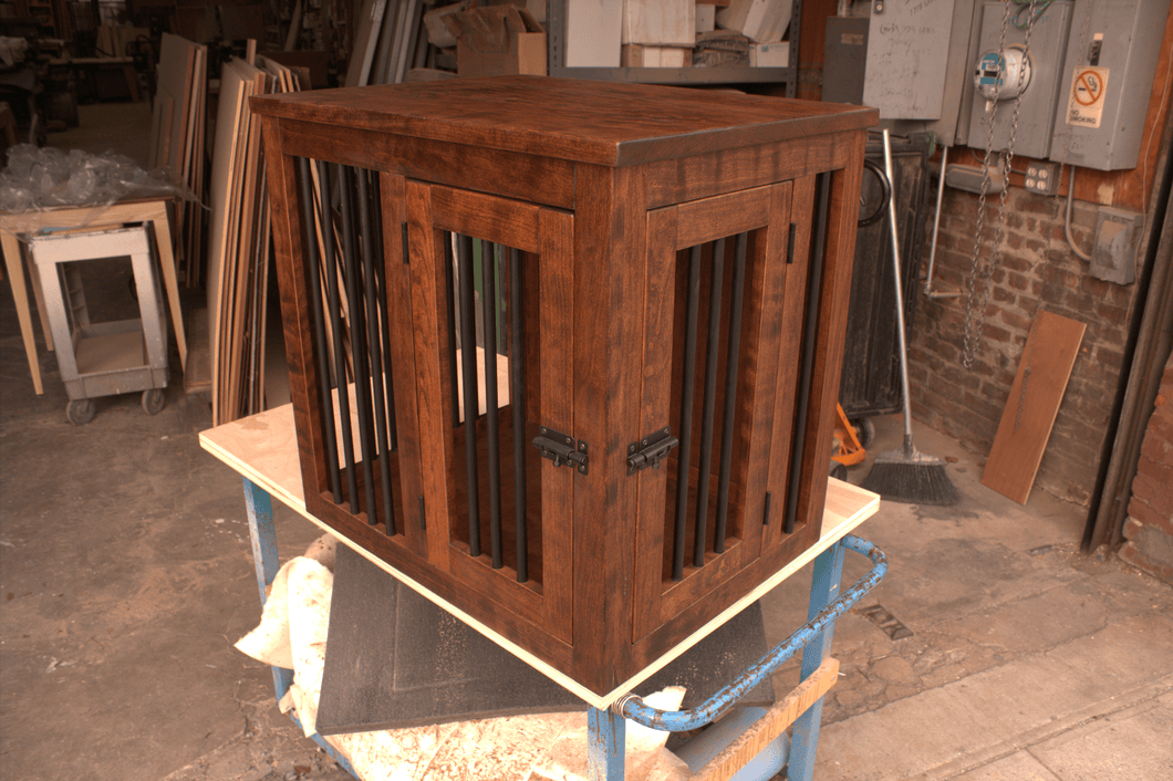 Dog Kennel in an aged Cherry & wrough iron style